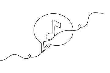 Obraz premium Music note outline continuous line drawing minimalist vector illustration