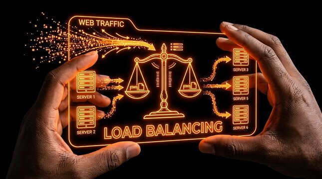 Conceptual illustration of network load balancing with digital interface.