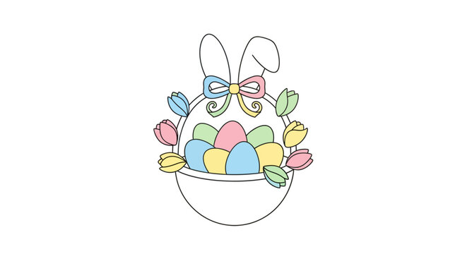 Colorful Easter eggs in basket.