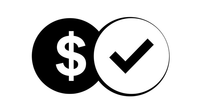 Financial approval concept dollar sign and check mark icons representing successful transactions