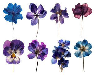 Fototapeta premium PNG Vibrant pressed floral collection on transparent background