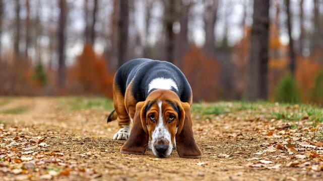 basset hound running