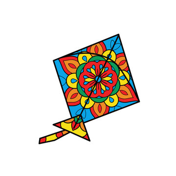Colorful kite with floral design.