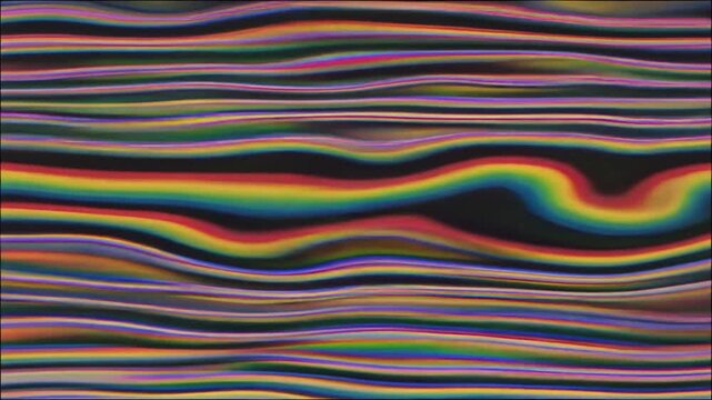 Abstract Wavy Rainbow Stripes and Swirls of Color on Dark Background texture pattern