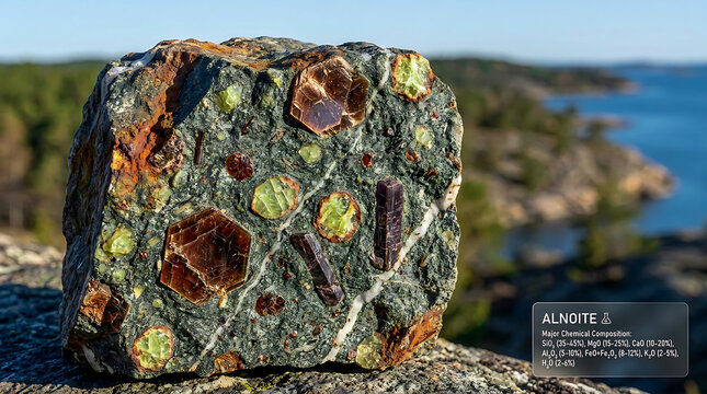 Alnoite Lamprophyre Specimen Aln&ouml; Complex V&auml;sternorrland Sweden Ultra Realistic Geological RAW Photograph