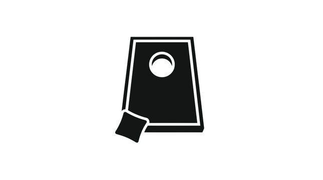Cornhole Game Board and Bag Icon Silhouette, Outdoor Recreation Symbol