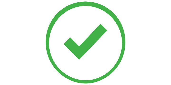 Green checkmark symbol inside a circle on transparent background