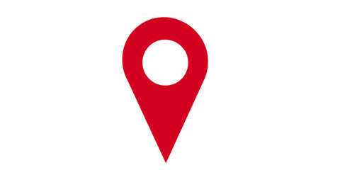 A bright red map pin icon on transparent background © Shan masih