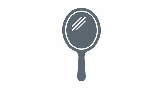 A simple, stylized icon of an oval-shaped handheld mirror with a reflective surface