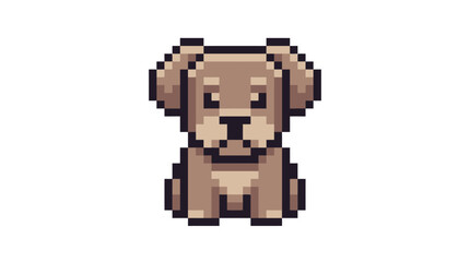 Fototapeta premium Cute Brown Pixel Art Dog Sitting.