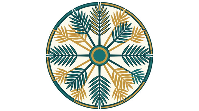 Decorative circular leaf design pattern.