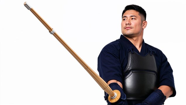 Strong Kendo Sportsman With Authentic Armor