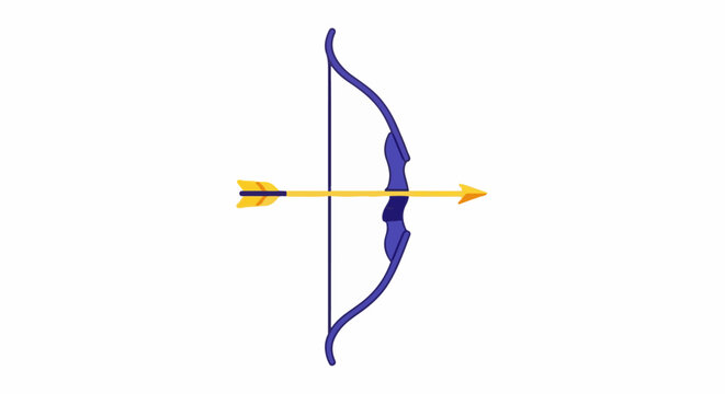 A purple bow and yellow arrow are depicted on a white background