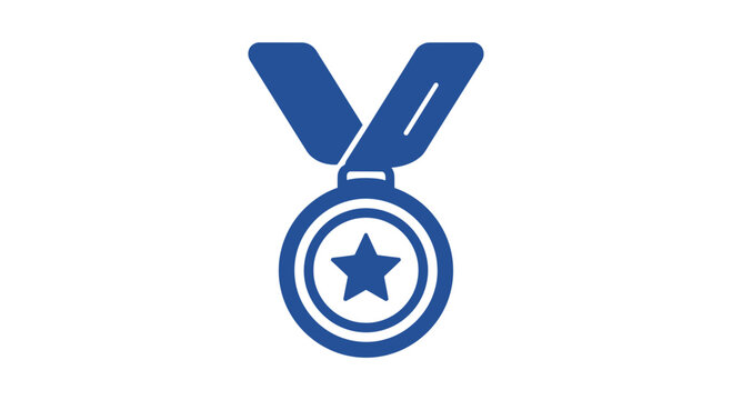 A Blue Ribbon Award Symbolising Achievement, Excellence And Recognition On White Background