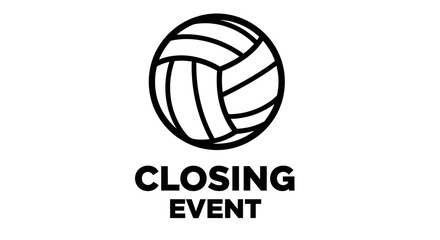 Fototapeta premium Abstract Volleyball Ball Symbol With Closing Event Text On A Clean White Background