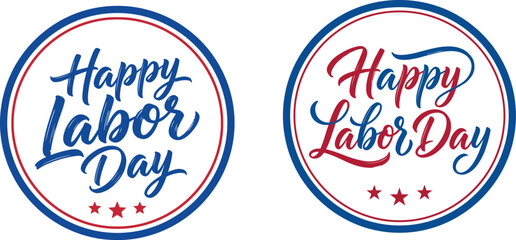 Happy labor day circular badges patriotic holiday greetings set © Rafiya