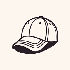 Fototapeta premium Cap Line Art Vector Lifestyle Icon | Classic Sports Hat Outline Illustration