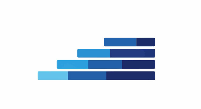 Abstract bars in varying shades of blue arranged in a stepped pattern