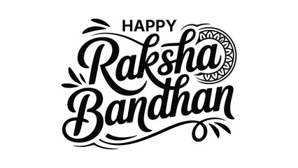 Obraz premium happy raksha bandhan typography lettering design with decorative rakhi illustration traditional indian festival greeting banner and celebration artwork