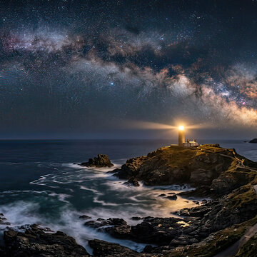 Milky Way Over Coastal Lighthouse