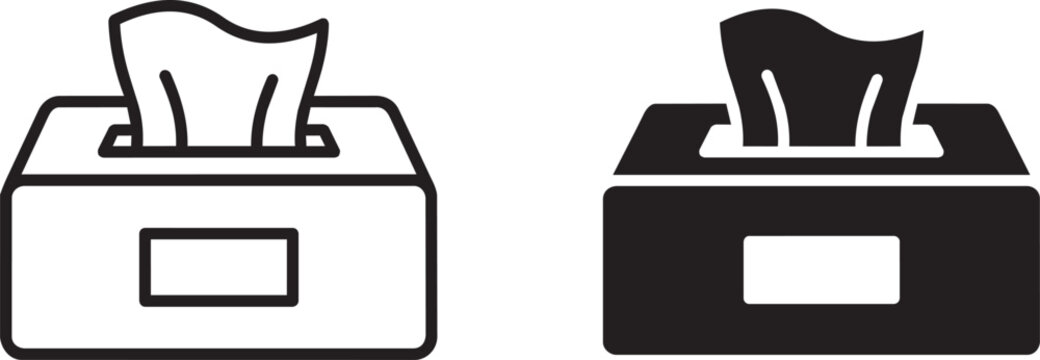Tissue box icon vector set for personal hygiene facial cleaning and napkins paper packaging