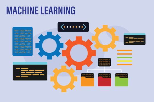Machine Learning and Data Processing Algorithm 2d flat vector illustration