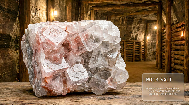 Rock Salt Halite Specimen Wieliczka Salt Mine Krakow Poland Ultra Realistic Geological RAW Photograph