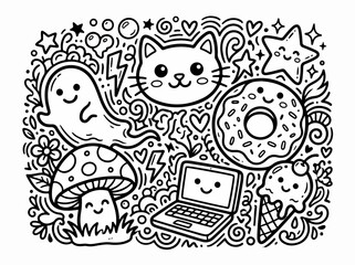Naklejka premium Doodle art kit composition