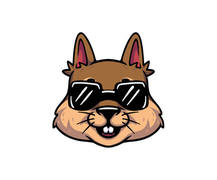 Cute cartoon squirrel head emot emoji icon