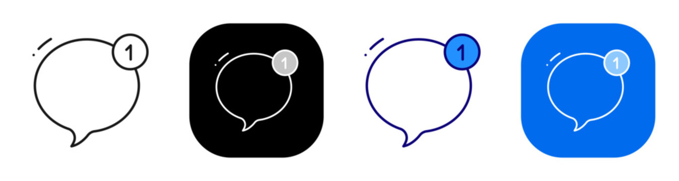 Chat notification concept representing unread message and conversation update. Line, filled, black, color set. Editable stroke