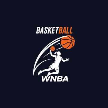 Dynamic Basketball Silhouette Illustrates WNBA Championship Energy