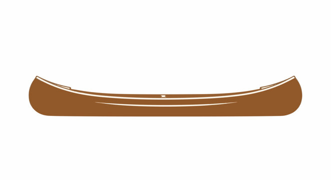 A simple brown canoe illustration, viewed from above, on a white background