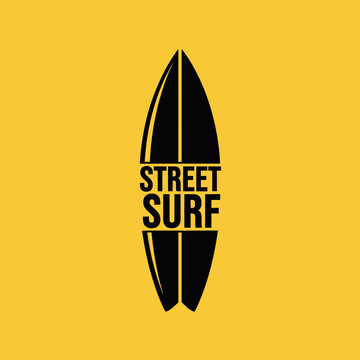 Street Surf Emblem On Vibrant Yellow Background Modern Design Element