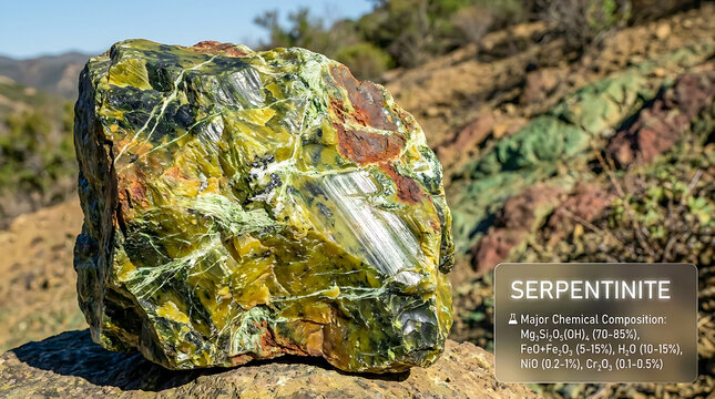 Serpentinite Specimen Coast Range Ophiolite California USA Ultra Realistic Geological RAW Photograph