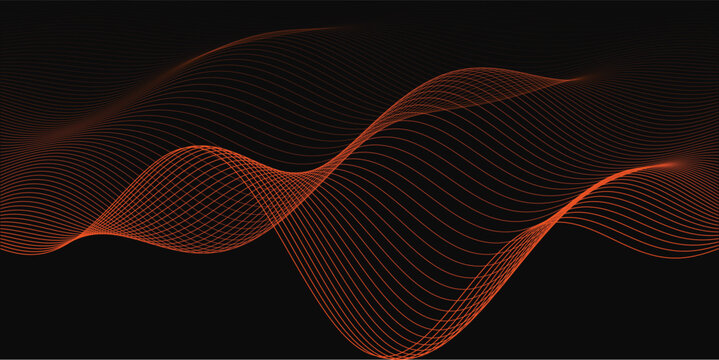 Abstract Orange Wave Lines Background Featuring Dynamic Data Flow Digital Energy and Technology Concept