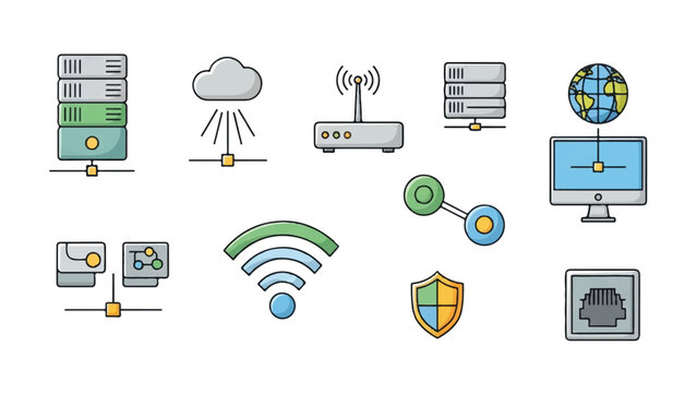 Internet Network Connection Technology Icons.