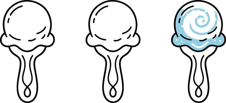 Illustration of three pacifiers in different states