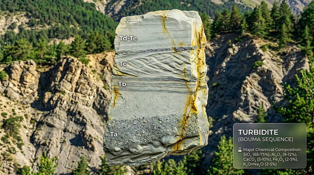 Turbidite Bouma Sequence Greywacke Specimen Annot Sandstone Alpes de Haute Provence France Ultra Realistic