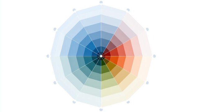 A modern radar chart clipart, performance tracking element, digital illustration, isolated on white background.