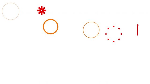 Simple 2D flat firework animation featuring red and orange geometric shapes popping on white. Ideal for minimalist celebration motion graphics with alpha channel support.