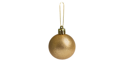Obraz premium Isolated classic shimmering golden Christmas bauble decoration with an elegant gold string
