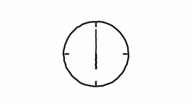 Minimalist Hand-Drawn Clock Watch Animation Representing Passing Time 4k video