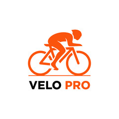 Fototapeta premium Dynamic Cyclist Silhouette Logo Design For Bicycle Sport Professionals