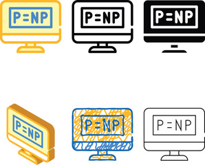 P vs NP unsolved problem in computer science range color icon vector. P vs NP unsolved problem in computer science sign. isolated symbol illustration © sevector
