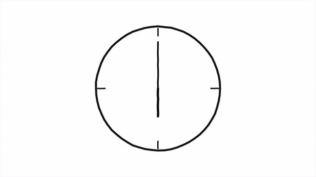 Minimalist Hand Drawn Clock Animation Showing Fast Time Passage 4K 4k video