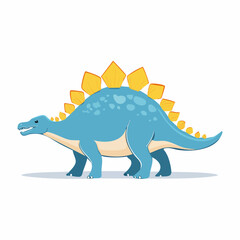 Naklejka premium Cute Blue Stegosaurus Dinosaur Illustration