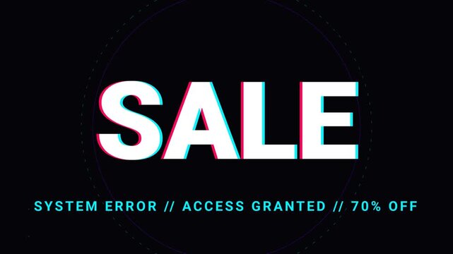 Glitchy sale and flash text animations