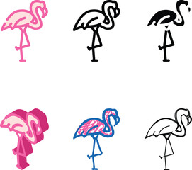Fototapeta premium flamingo bird color icon vector. flamingo bird sign. isolated symbol styles illustration
