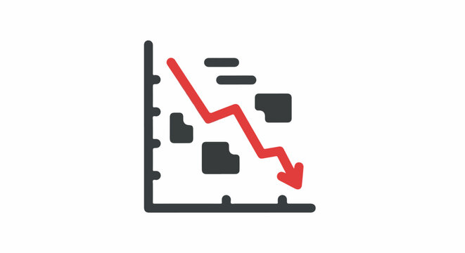 Icon of a falling red arrow chart indicating a decline