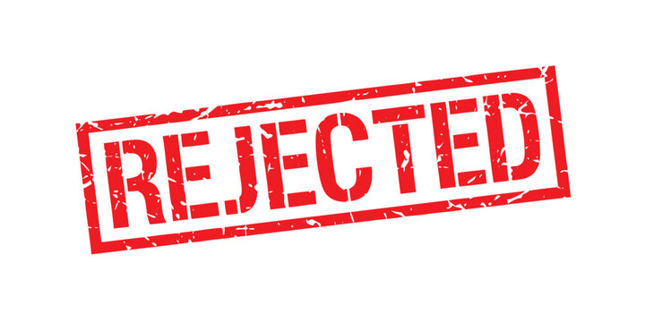 Rejected red stamp text isolated on white background for document approval process status update rubber sign design template used in business office paperwork admin